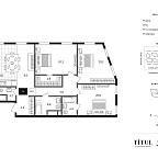 Layout picture Apartments with 3 bedrooms 107.1 m2 in complex Titul na Serebrjanicheskoy