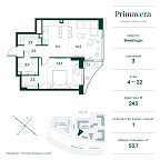 Layout picture Apartment with 1 bedroom 53.7 m2 in complex Primavera