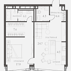 Layout picture Apartments with 1 bedroom 69.5 m2 in complex AHEAD