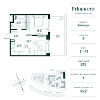 Layout picture Apartment with 1 bedroom 53.2 m2 in complex Primavera