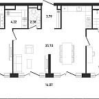 Layout picture Apartment with 2 bedrooms 96.57 m2 in complex Republic
