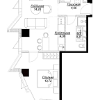 Layout picture Apartment with 1 bedroom 42.23 m2 in complex Famous