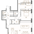 Layout picture Apartment with 2 bedrooms 122.21 m2 in complex TURGENEV