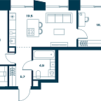 Layout picture Apartment with 2 bedrooms 64 m2 in complex Soul