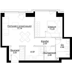 Layout picture Apartment with 1 bedroom 46.07 m2 in complex Hide