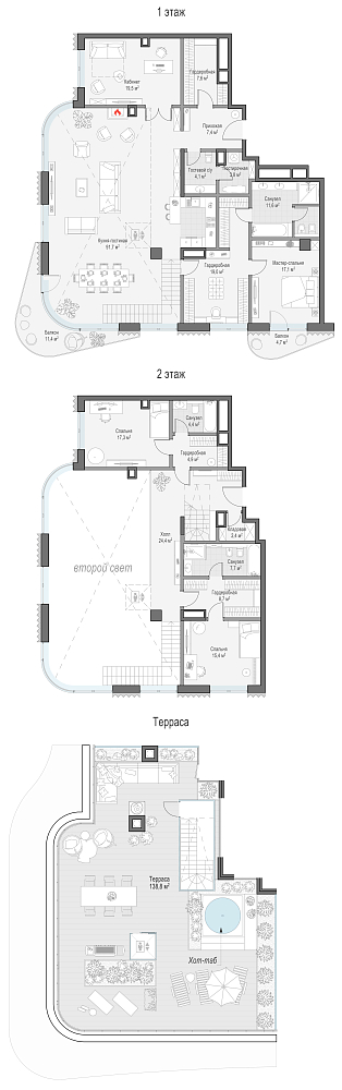 Layout picture Apartment with 3 bedrooms 271.2 m2 in complex Dom Lavrushinsky