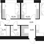 Layout picture Apartment with 4 bedrooms 80.83 m2 in complex Forst