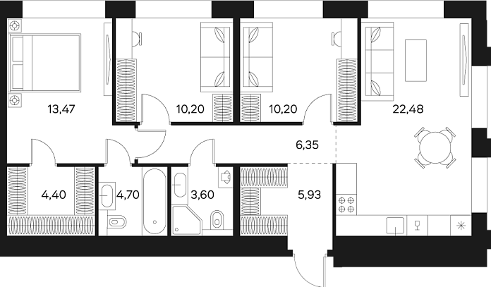 Layout picture 5-rooms from 80.83 m2 Photo 3