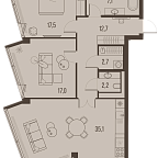 Layout picture Apartment with 2 bedrooms 94.3 m2 in complex High Life