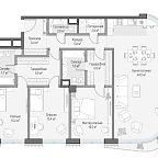 Layout picture Apartment with 3 bedrooms 141 m2 in complex Dom Lavrushinsky