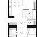 Layout picture Apartment with 3 bedrooms 93.8 m2 in complex Forst