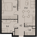 Layout picture Apartment with 1 bedroom 54 m2 in complex High Life